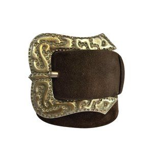 Sebastian Women's Brown Suede Belt with Large Buckle 60's Hipster Size 34